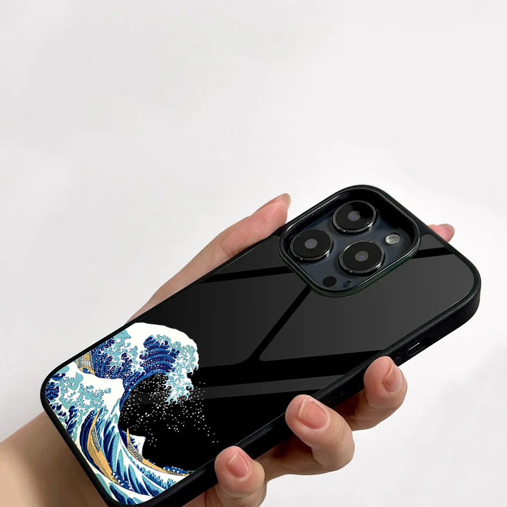 The Great Wave Off Kanagawa Phone Case For IPhone 11 12 13 14 15 16 Plus Pro Max Mirror Acrylic PC TPU Cover