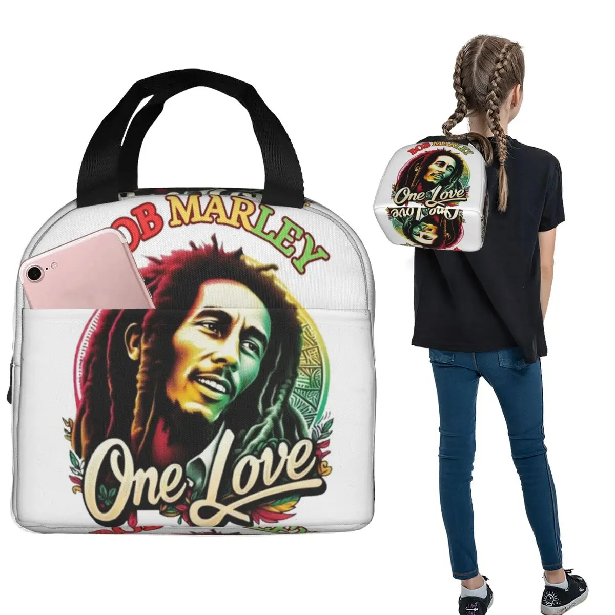 

Изолированная сумка для обеда Jamaica Reggae Rock Bob Marley для женщин и детей, портативные коробки для еды, термосумка для обеда