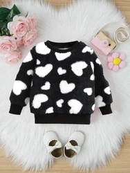 Autumn and winter baby girls' fleece thick pullover hoodie jacket, cute, casual, soft and comfortable children's accessories