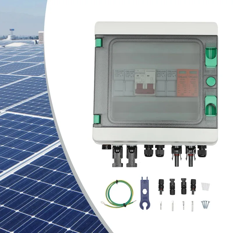 Solar PV Combiner Box with Surge, Overload & Lightning Protection, Waterproof and Dustproof, 2-in-1 Design for Solar Energy Syst