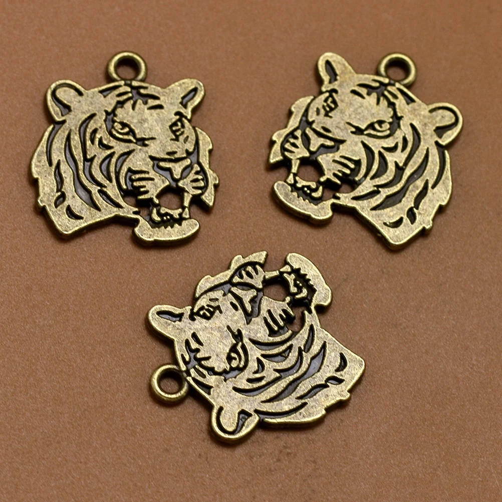 

20pcs Alloy Tiger Head Pendant Charms Diy Jewelry Making Accessories Necklace Bracelet Keychain Dangle Scrapbooking Durable