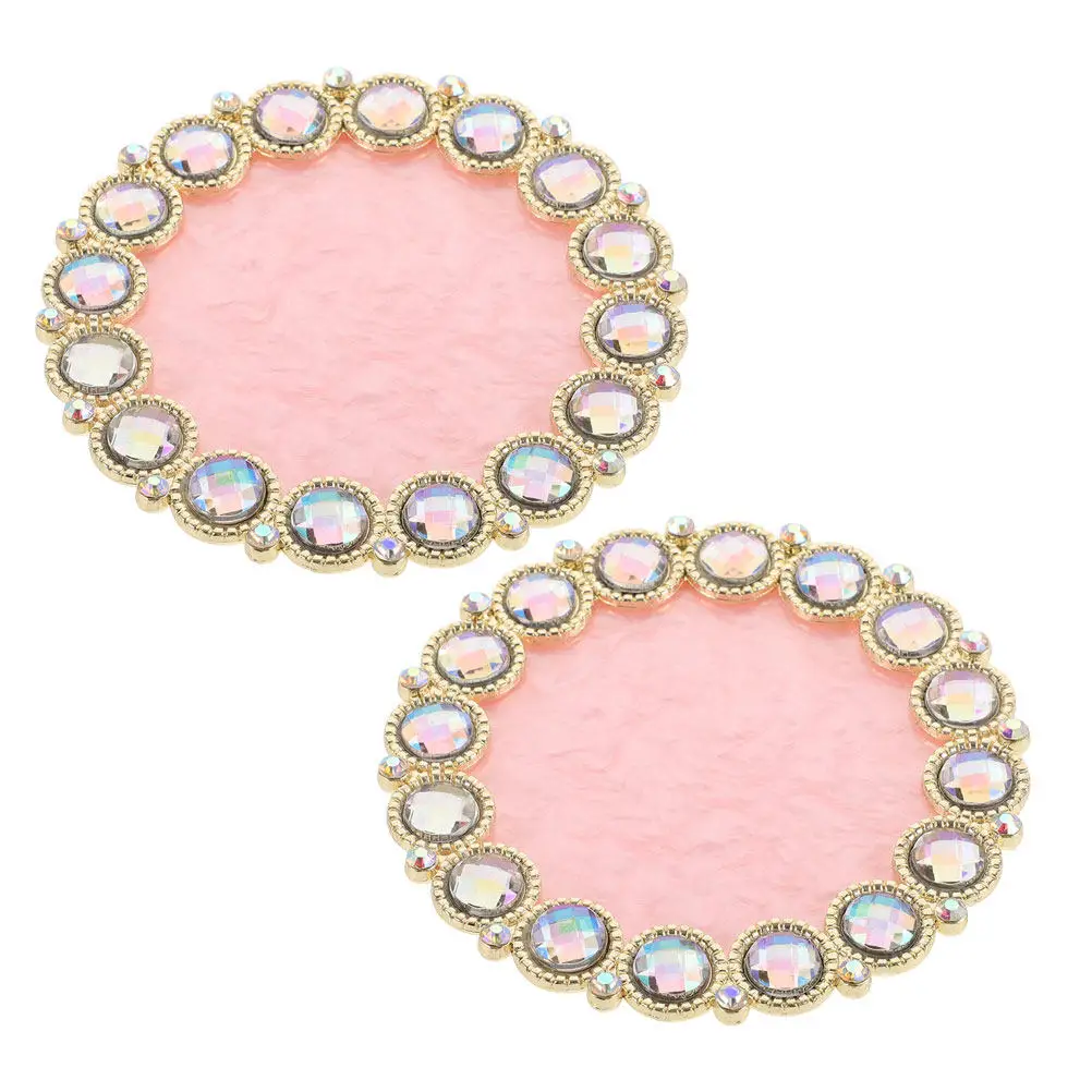 2 Bandejas de Resina de Cristal para Mezcla de Colores de Uñas, Diseño Elegante con Diamantes de Imitación, Portátiles para Artistas, Tabla de Pintura para Esmalte de Uñas