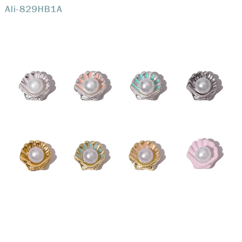 2Pcs Nail Charms Kawaii 3D Pearls Scallop Nail Art Decorations Exquisite Nail Beauty Nail Art Charm Accessories