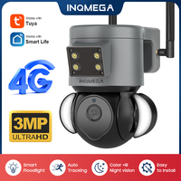 INQMEGA Floodlight PTZ IP Camera Tuya 3MP 4G Sim Surveillance Cameras Outdoor IR LED Night Vision Speed Dome Security Protection