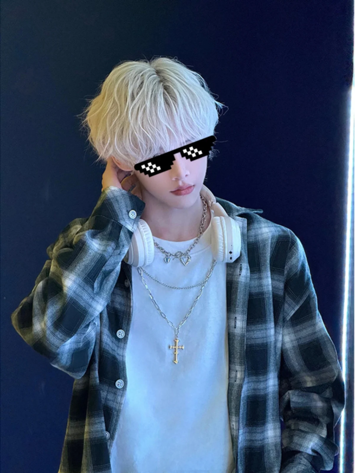 

American Sle Vintage Plaid Long Sve irt Men's Loose Fit Trendy Brand Outerwear Autumn Youth ulari Cheered irt