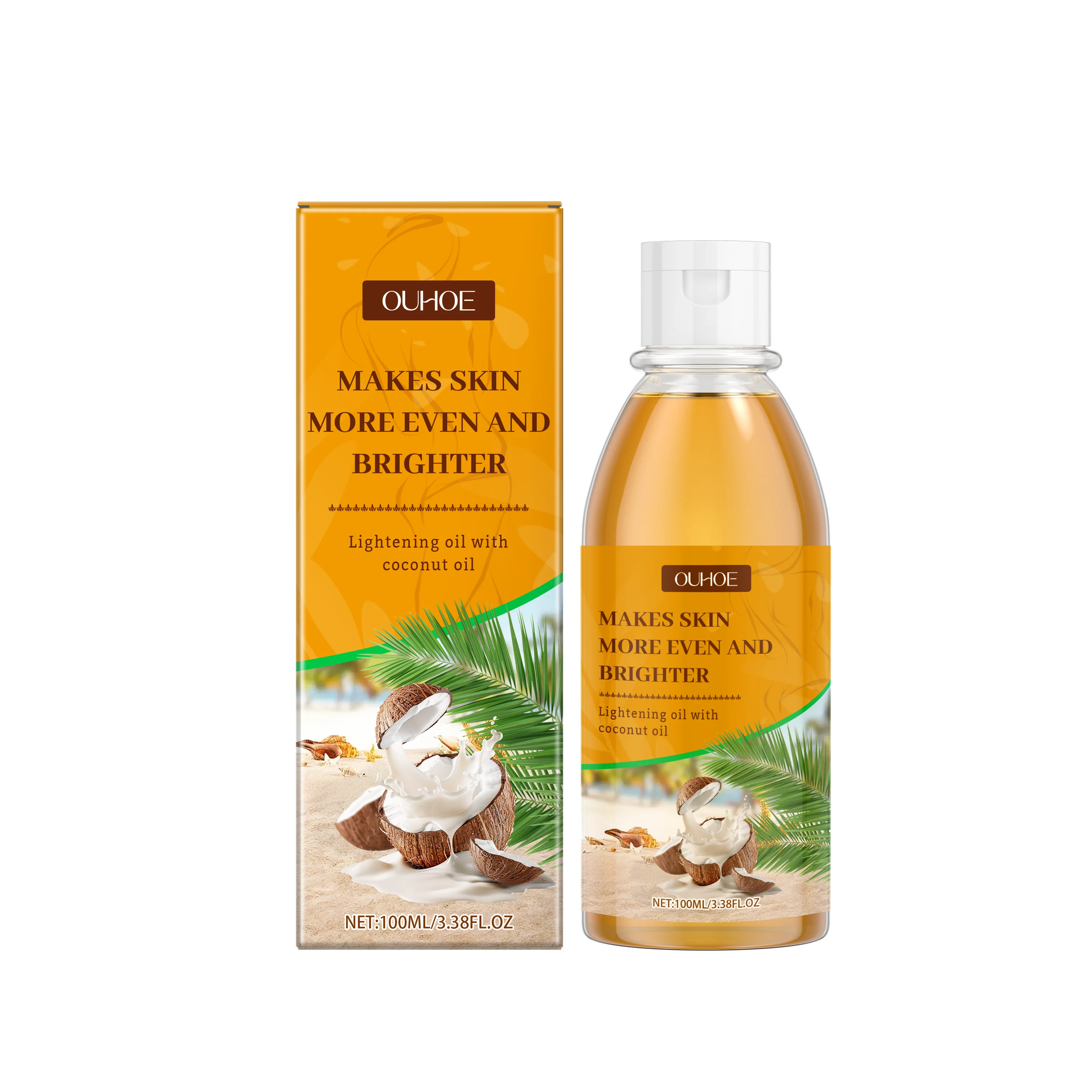 Coconut Brightening Oil – Skin Even Tone & Glow Booster – Natural Lightening – 100ml (3.38 fl oz)"