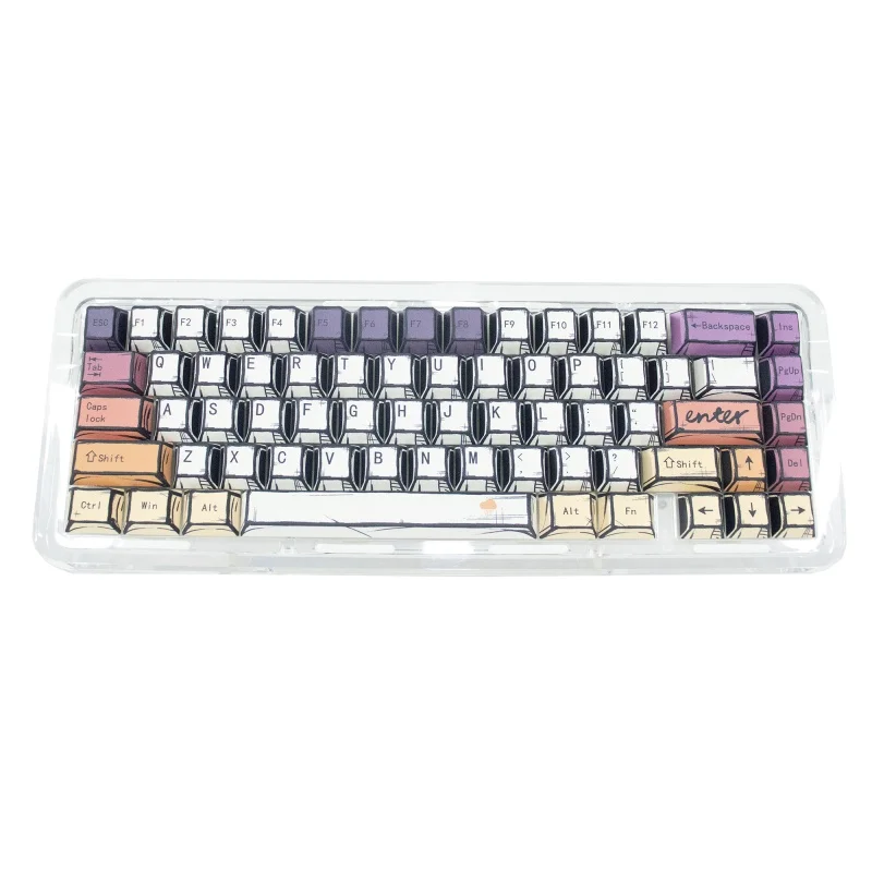 Womier Anime Manga Style Keycap 134 Key Cherry Profile Pbt Material Thermal Sublimation Transparent Mechanical Keyboard Anime