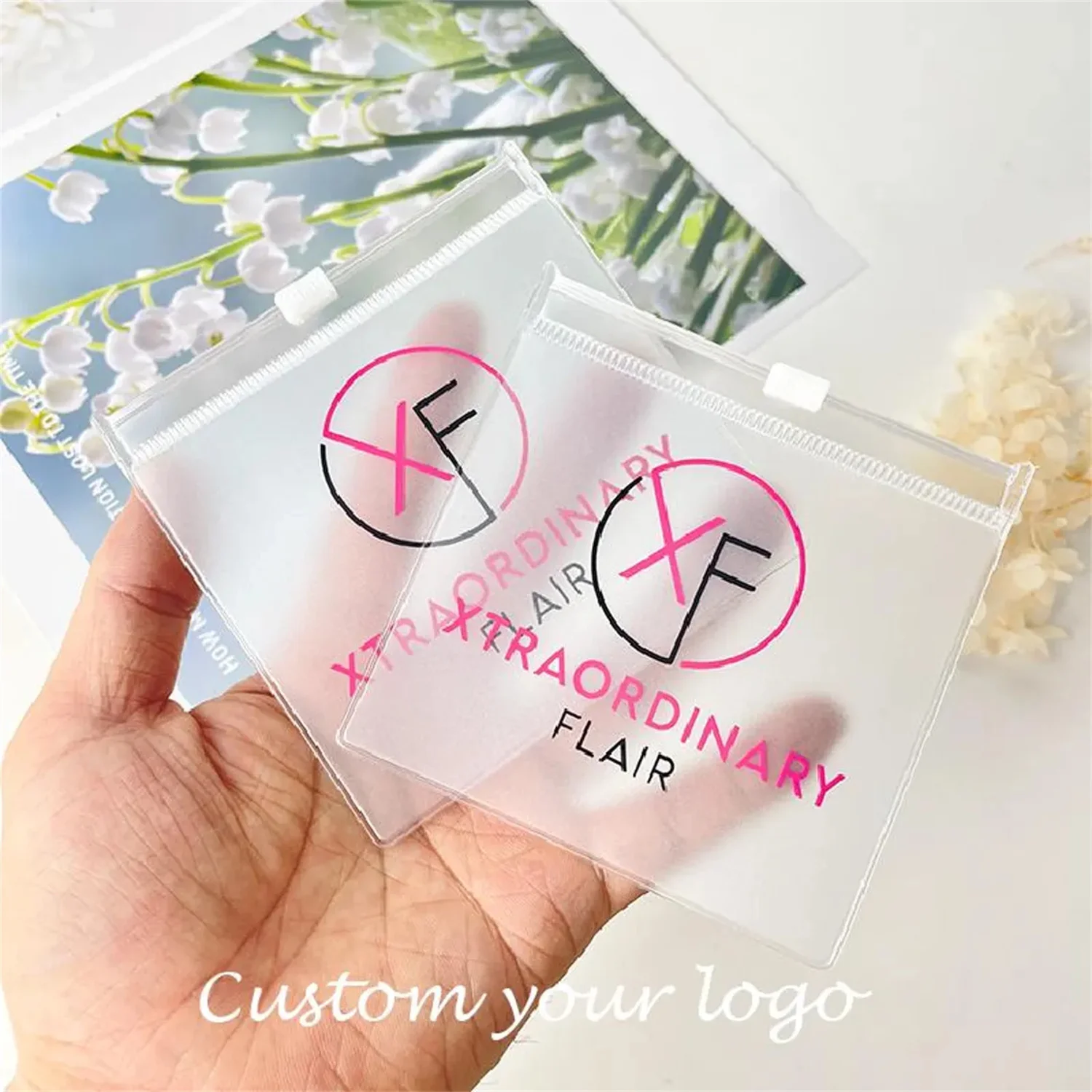 50/100pcs Custom Logo Clear/Transparent/Matte/Frosted Self Sealing Strong Pvc Zip Lock Jewelry Plastic Bags for Jewellery Packag view 2