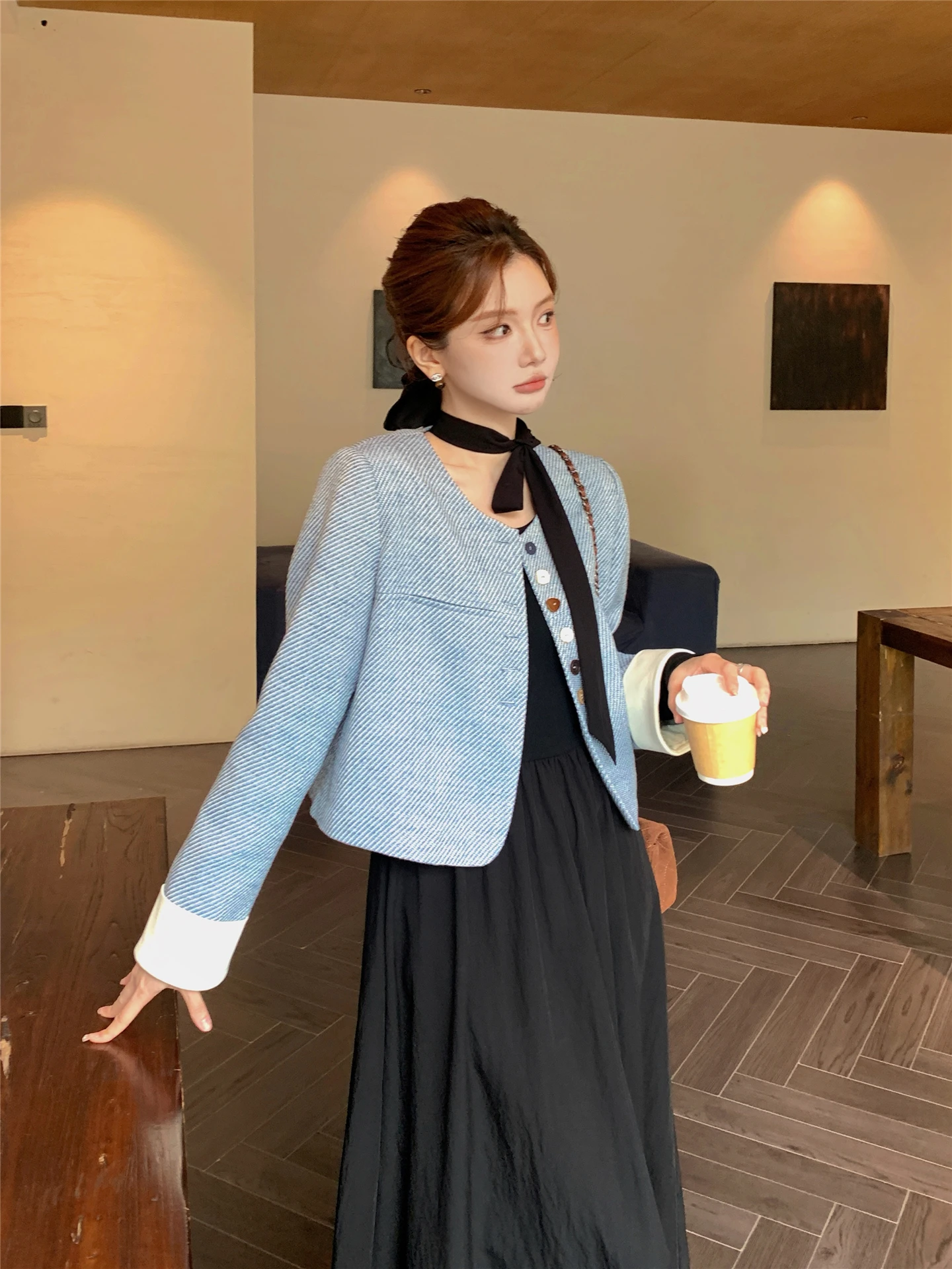 

Faionable ort Cheese Coat Women's Sle Korean Version Autumn Winter Season Classy Versatile Outerwear Art Cheese Brand