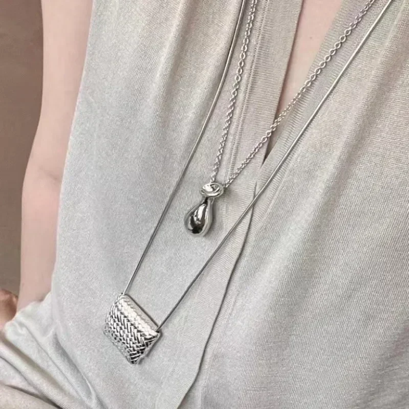 Fashion Jewelry Luxury Temperament Cute Small Bag Pendant Necklace For Women Gifts Delicate Design Accessories 2024 Trend New