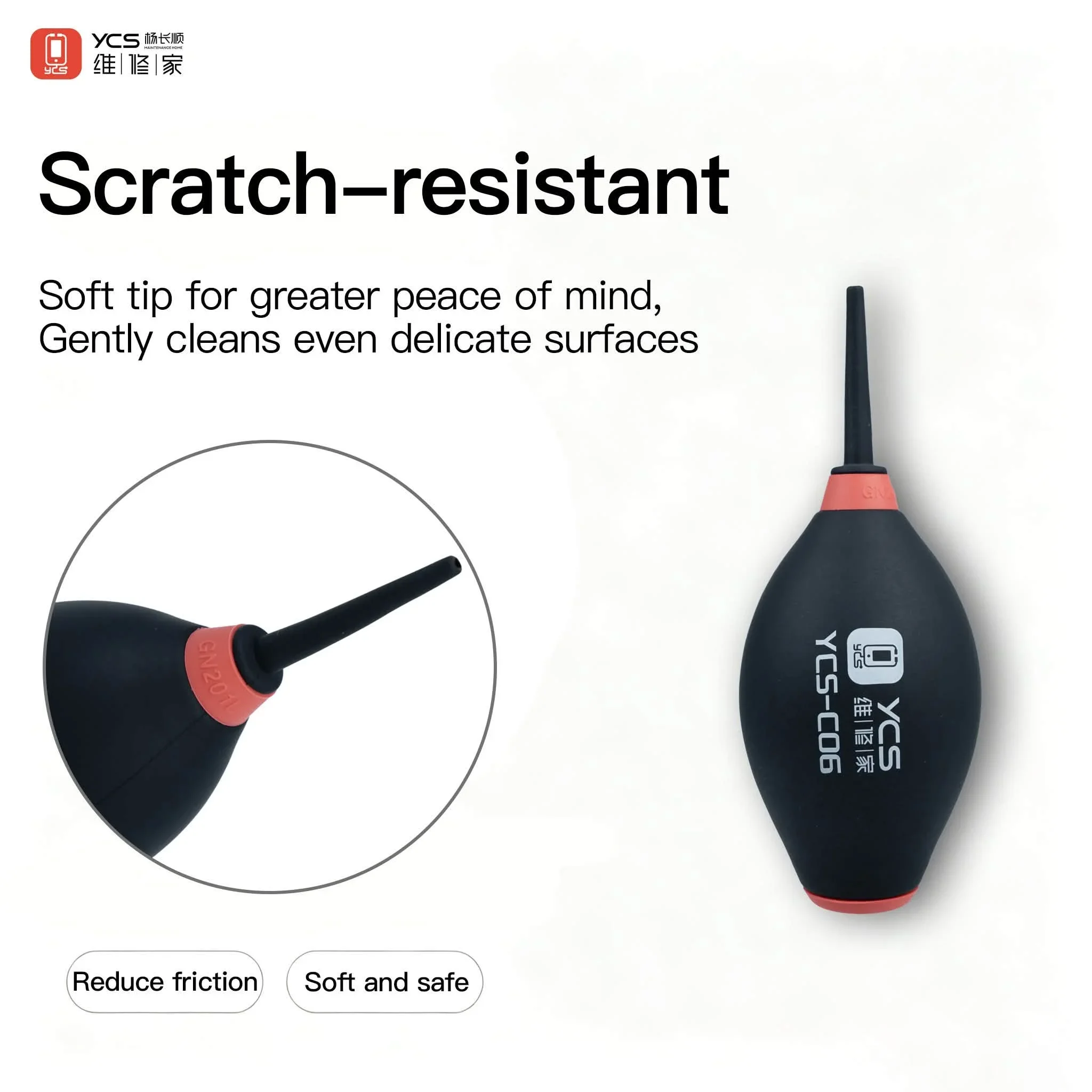 YCS C06 Silicone Air Blower with Soft Nozzle Quick Rebound Dust Cleaner for Camera Lens Keyboard Watch and Circuit Board Repair