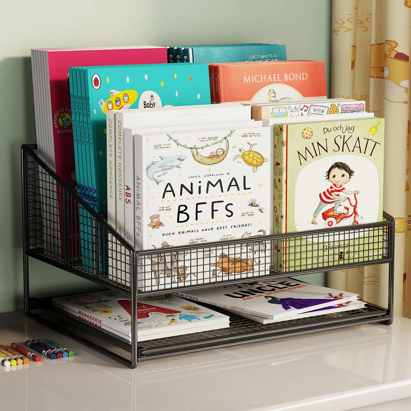 

Children's Bookelf Desk Large Capaci Picture Book Storage Box Bay Window Desktop Book Placement elf Baby Simple Reading...