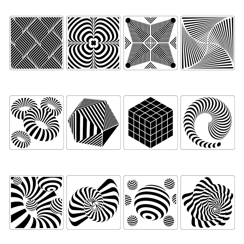 24Pcs Hollow-out Painting Templates Geometric Drawing Stencils for DIY Crafts Room Wall Decorations