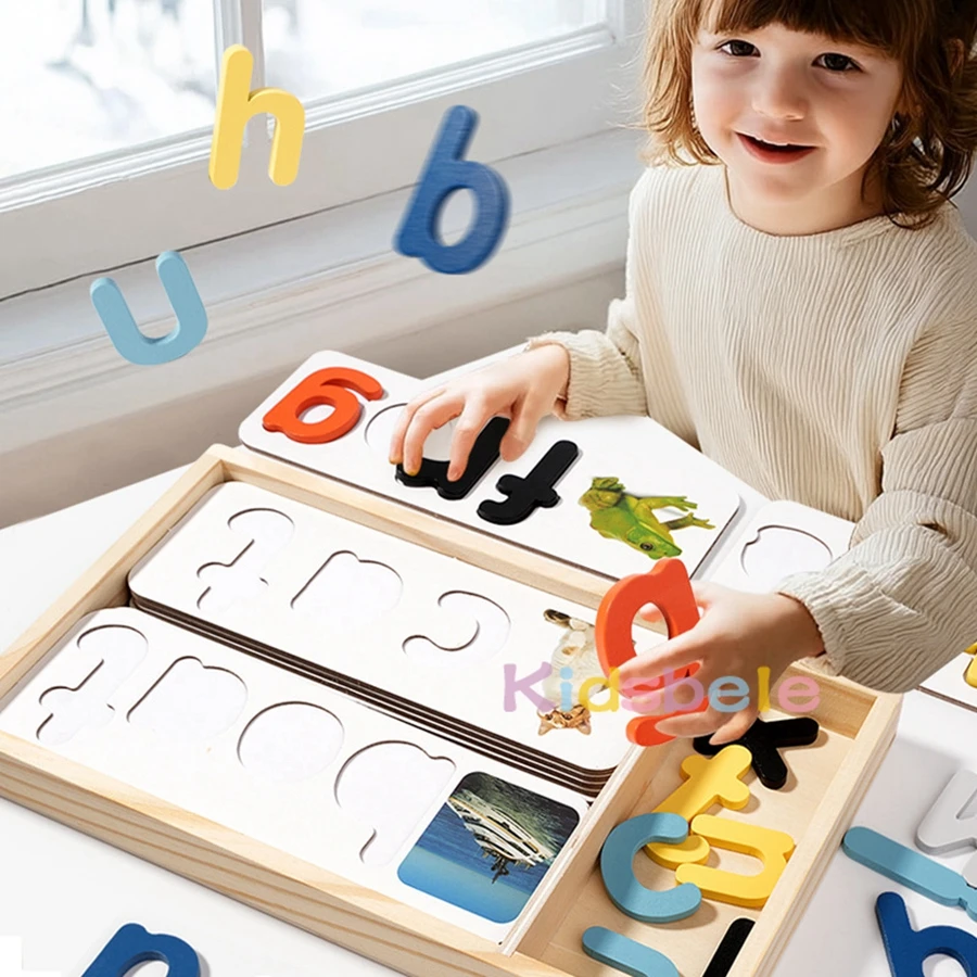 Wooden Alphabet Spelling Puzzle Toy for Toddlers Montessori Educational Word Learning Matching Game For Kids Boys Girls Gift