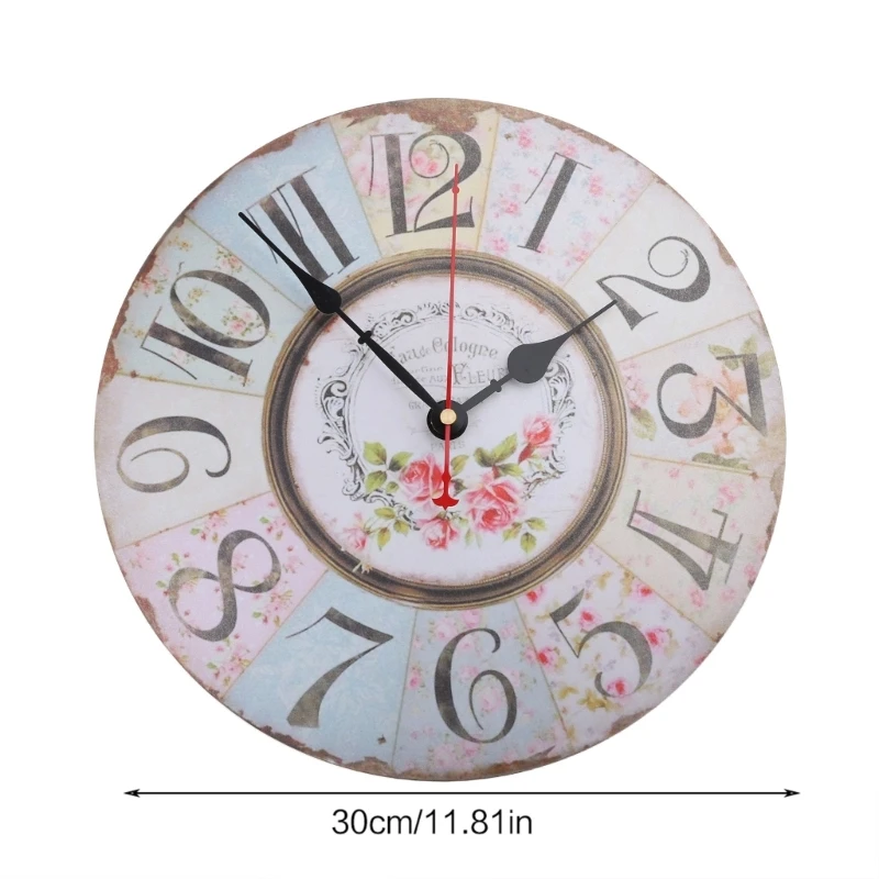 12 Inch French Vintage Wall Clock Shabby Floral Patchwork Battery Ope TOP ones