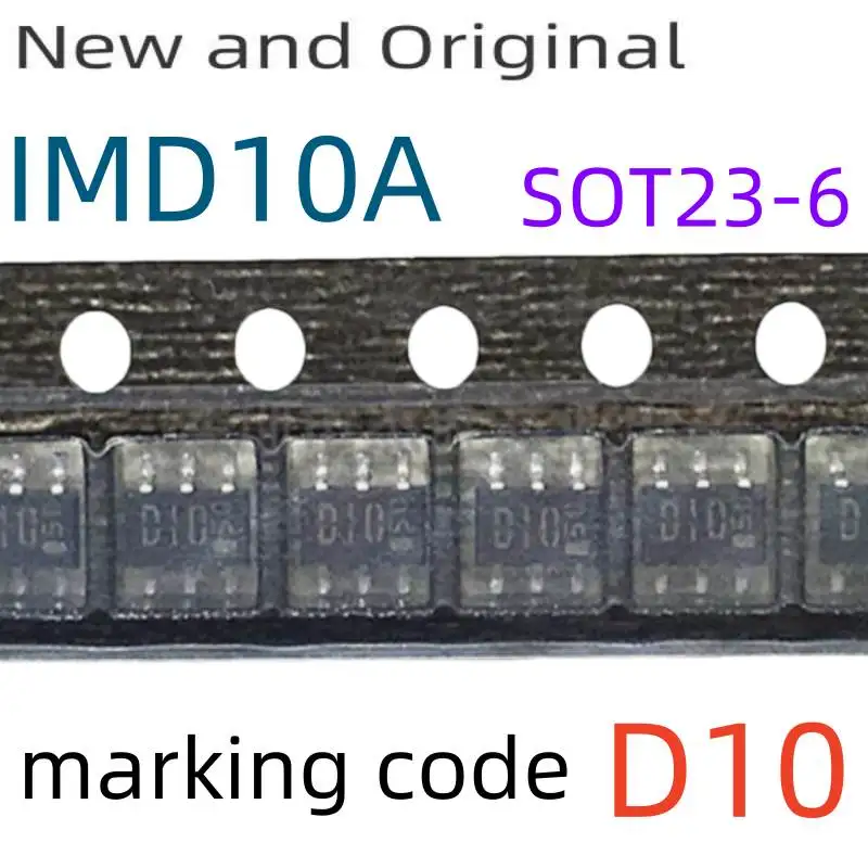

New and Original IMD10A 50V 500mA Power management (dual digital transistors) marking code D10