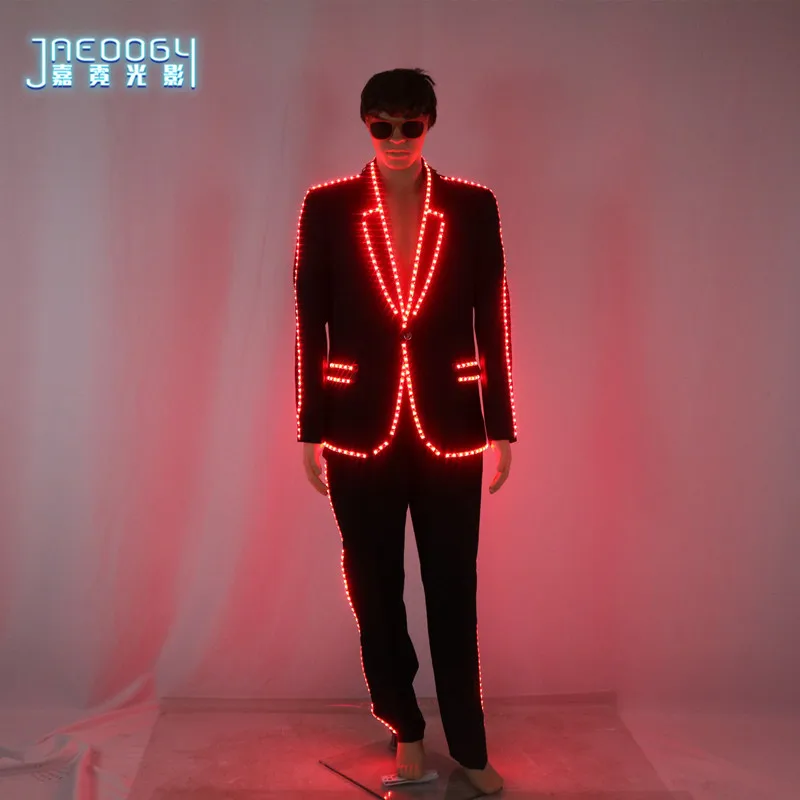 New Full Color LED Suit Digital Remote Control LED Costume For Wedding Stage Hosting,Bar Nightclub Man Luminous Clothing