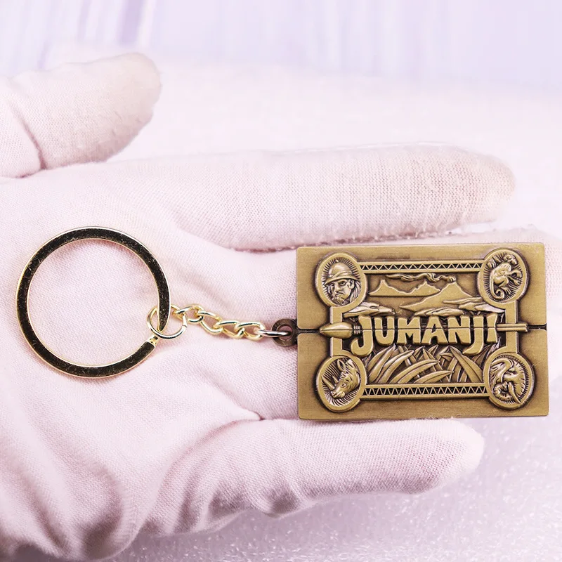 Movie Jumanji Keychain Cute Mysterious Chess Board Keyrings Cool Enamel Lapel Pins Adventure Game Cosplay Props For Friends