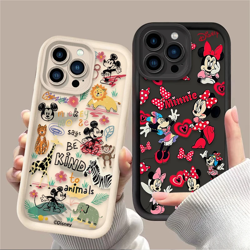 Animal Mickey Minnie Case For iPhone 16 15 14 13 12 11 Pro Max X XS X S Max XR SE 2020 7 8 Plus iphone16 Soft Shockproof Etui