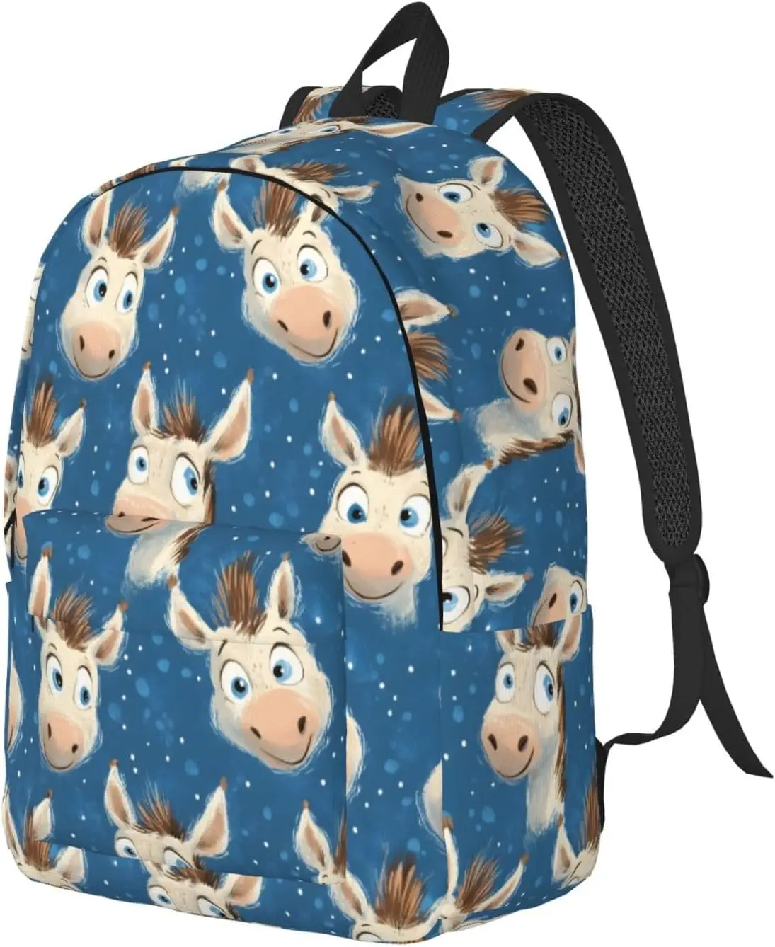 Funny Donkey Blue Print Lightweight Canvas Backpack, Backpack For Women Men Couples, Travel Laptop Bag