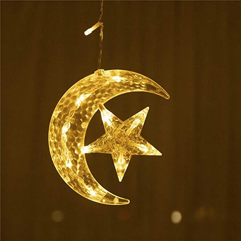 سلسلة ضوء نجمة وقمر لتزيين المنزل ، مقاومة للماء في الهواء الطلق ، غرفة نوم ، حفلة ، حفل زفاف ، جو ، ضوء ستارة ، قابس يو دبليو ، m ، 12