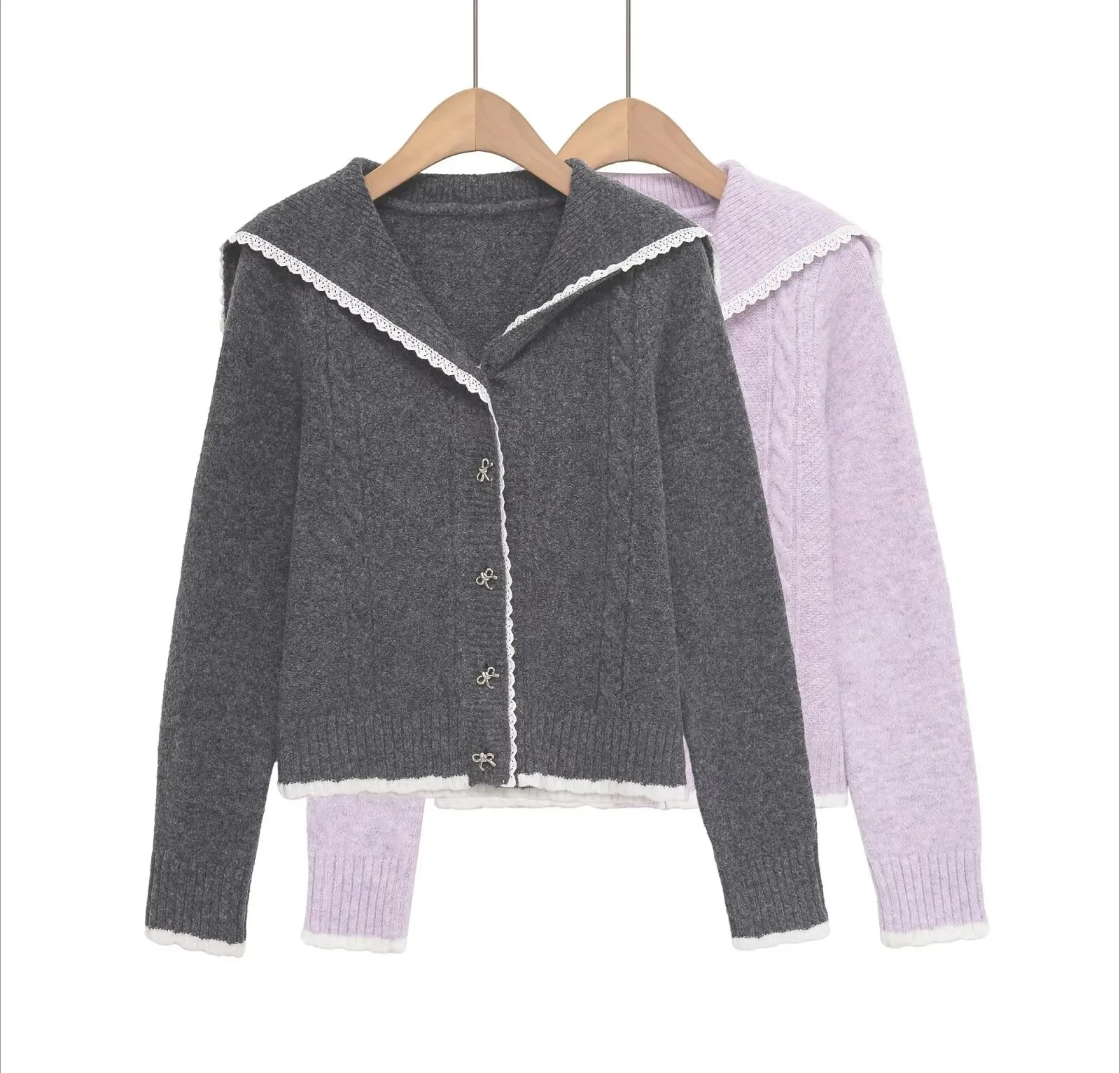 

Fashionable Casual Lace Patchwork Butterfly Knot Knitted Sweater Women's Style Autumn Winter Polyester Viscose Blend