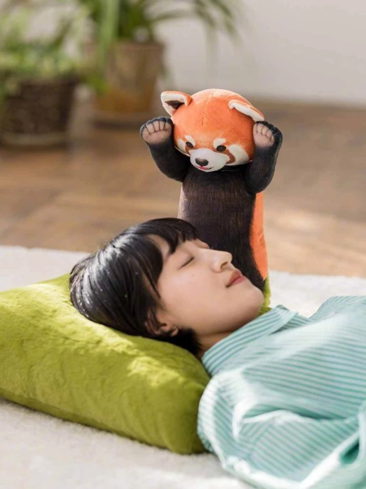 Nap pillow threatened by pandas cute cartoon raccoon cushion pillow