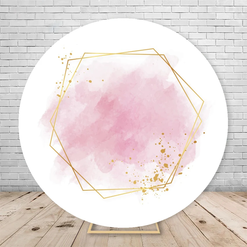 Round Abstract Marble Texture Wreath Flowers Background Cover Baby Shower Birthday Party Circle Photo Backdrop With Elasticity