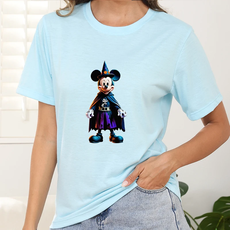 

Женская одежда Disney на Хэллоуин, футболки с короткими рукавами и принтом Микки, футболка Y2k, праздничная одежда на заказ, новинка 2023 года