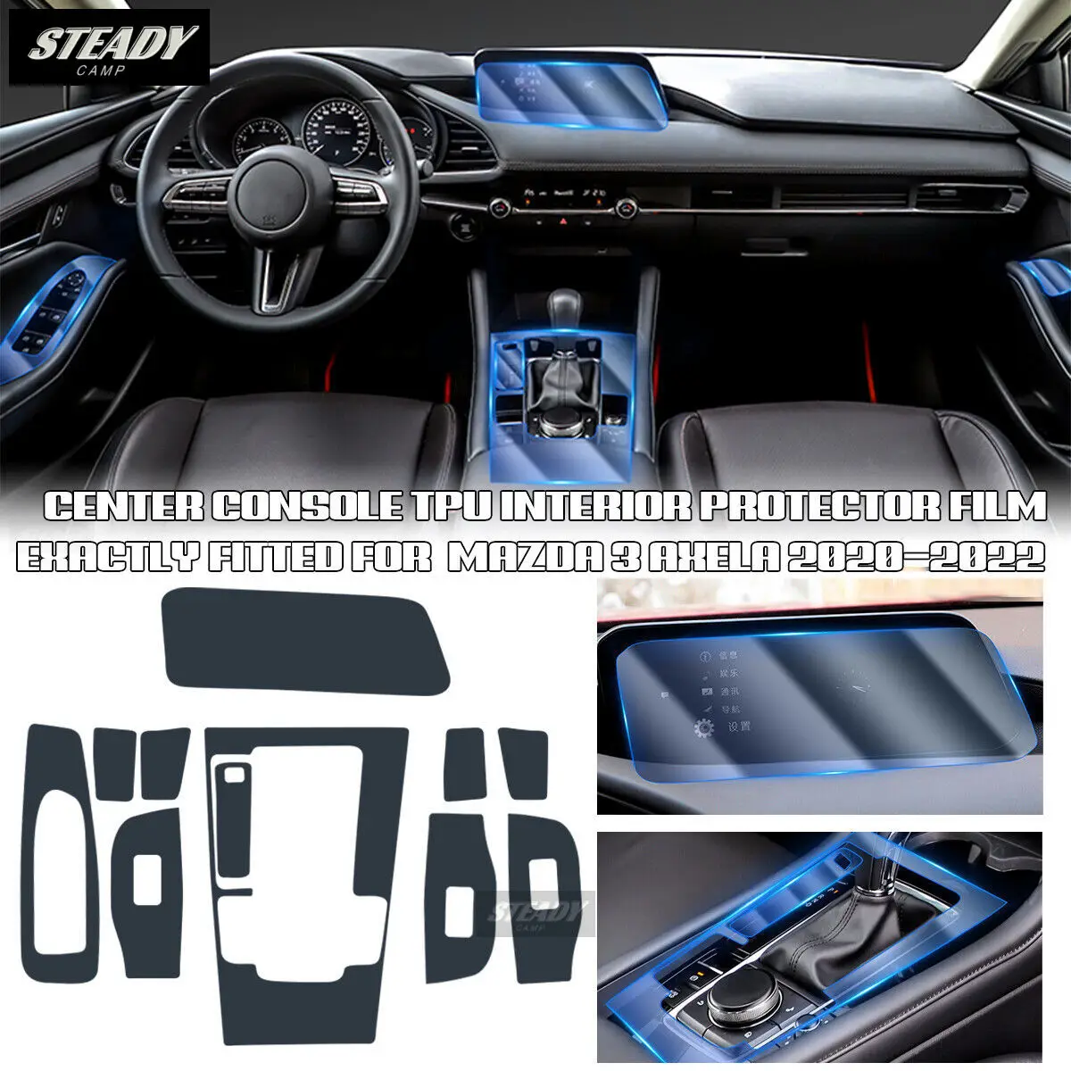 

For Mazda 3 Axela 2018-2022 2023Car Interior Center Console Transparent TPU Protective Film Anti-scratch Repair Accessorie Refit