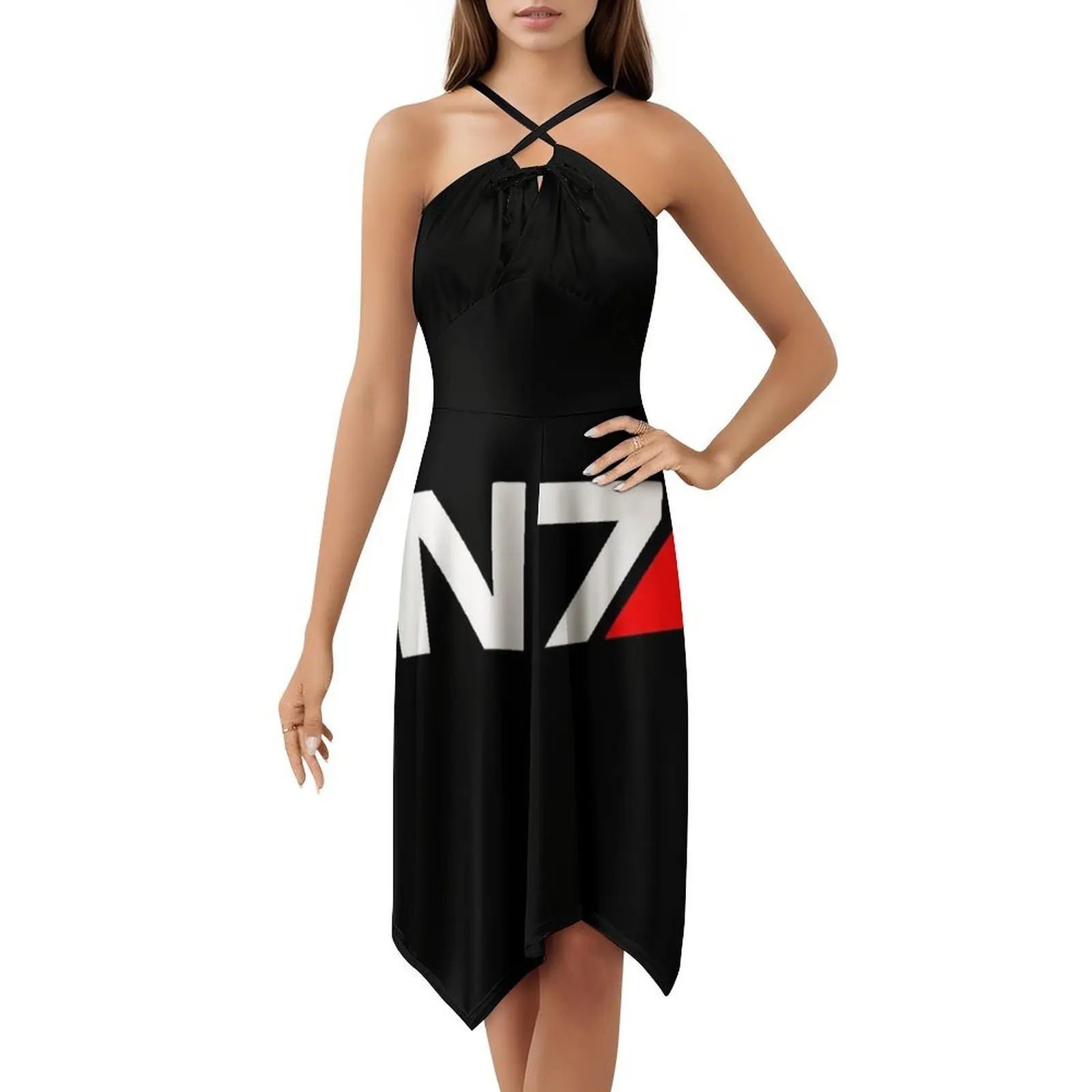 Mass Effect N7 여성용 힙합 스트리트웨어 드레스 그래픽 프린트 파티 클럽웨어 로고 Mass Effect N7 베스트 여성 드레스