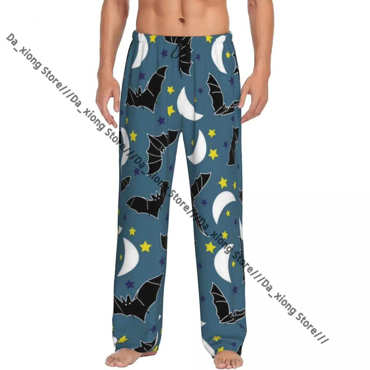 

Мужские повседневные пижамные штаны для сна, ночные летучие мыши, свободные брюки для отдыха, удобная одежда для сна