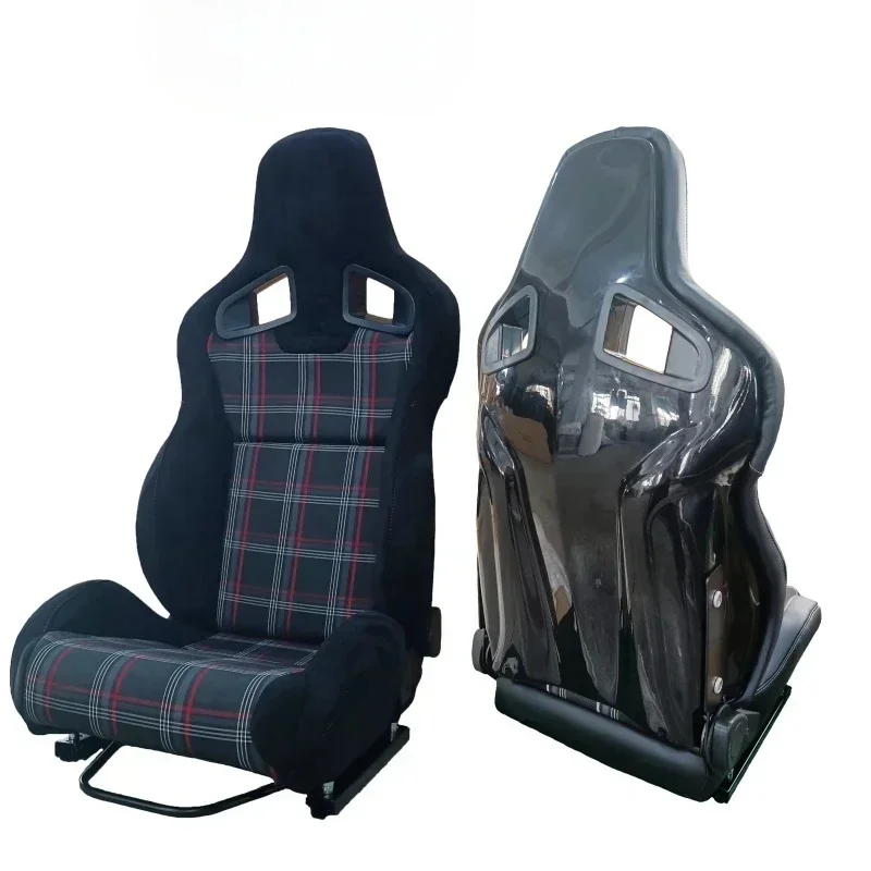 Durable 2Pcs Adjustable Racing Seats With Leather Fabric, Fiberglass Carbon Fiber For Vehicle Interior Upgrade