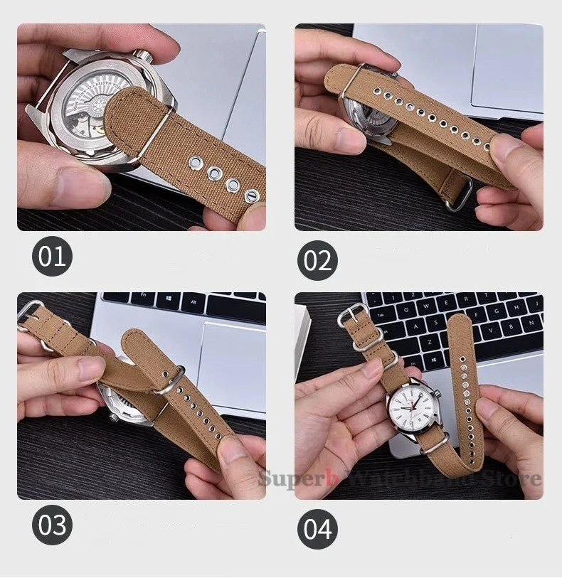 Premium Military Nylon Watch Band Canvas Strap for Seiko 18mm 20mm 22mm Fabric Sport Bracelet for Omega Replacement Belt