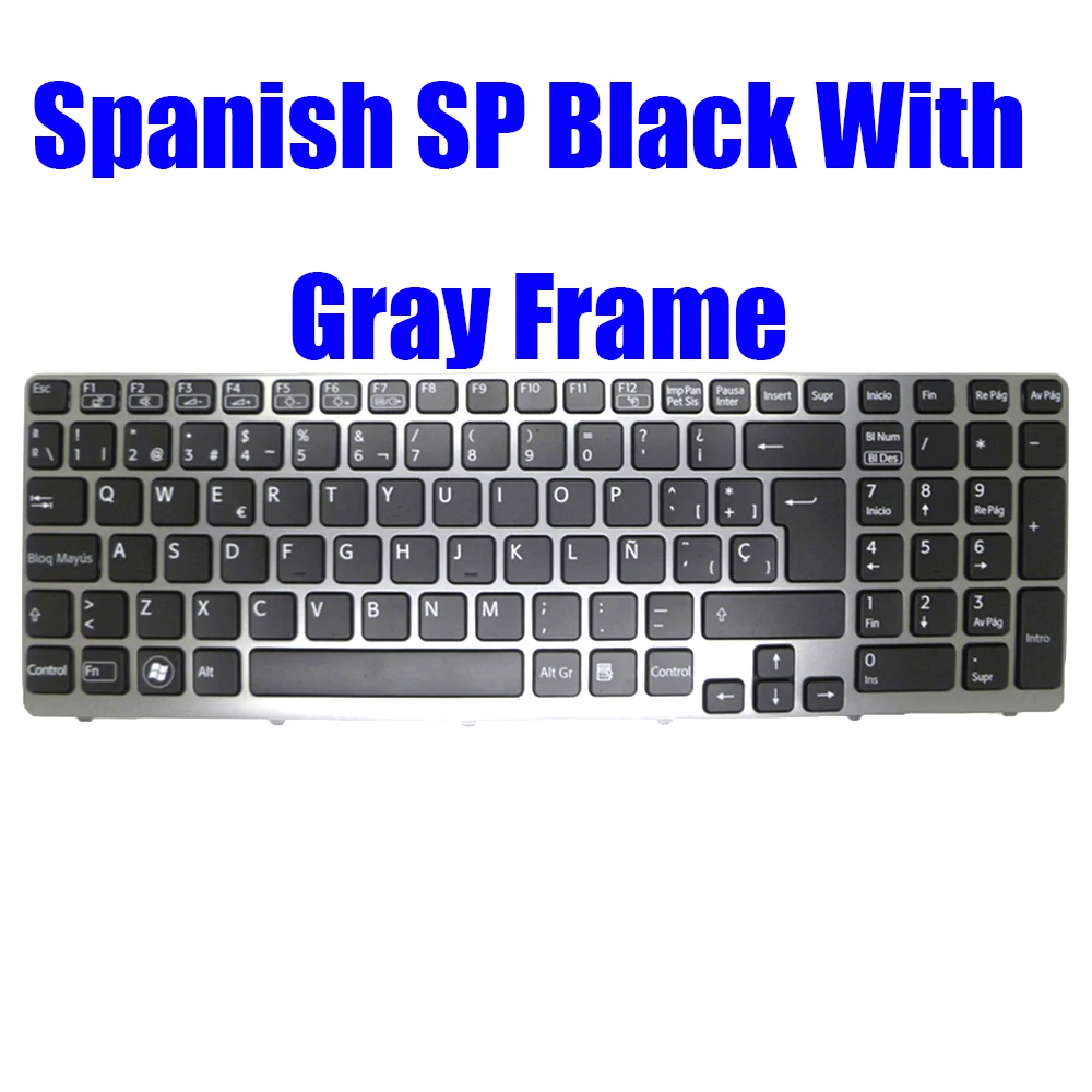 Laptop Keyboard For SONY SVE15 V133846DK3SP 149091911ES 149078511BS 149030461ES 149089311ES Spanish SP Black With Frame New