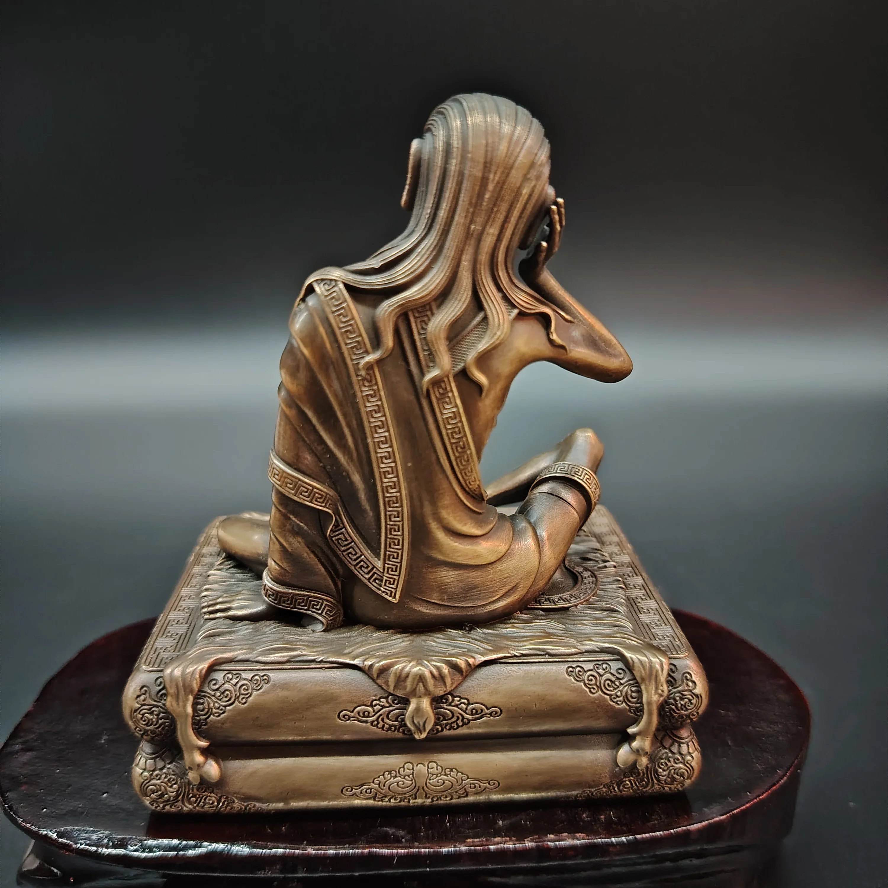 Tibetan Copper Sculpture Milarepa Kagyu Master And Apprentice Three Buddha Statues Ornament Craft Dedication Artwork
