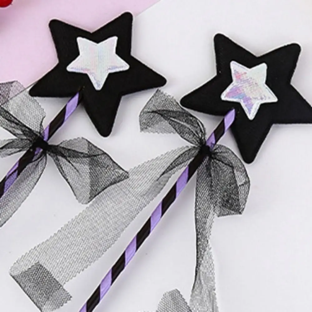 Wedding Dreamlike Star Fairy Wand Girls Wand Five Pointed Star Princess Wand Black Plastic Kids Stick Wand Birthday Gift