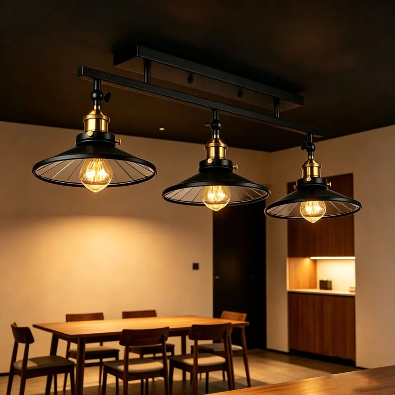 American Industrial Retro Restaurant Ceiling Lamp Living Room Kitchen Bedroom Lighting Bar Hot Pot Hanging Lamp Ceiling Light
