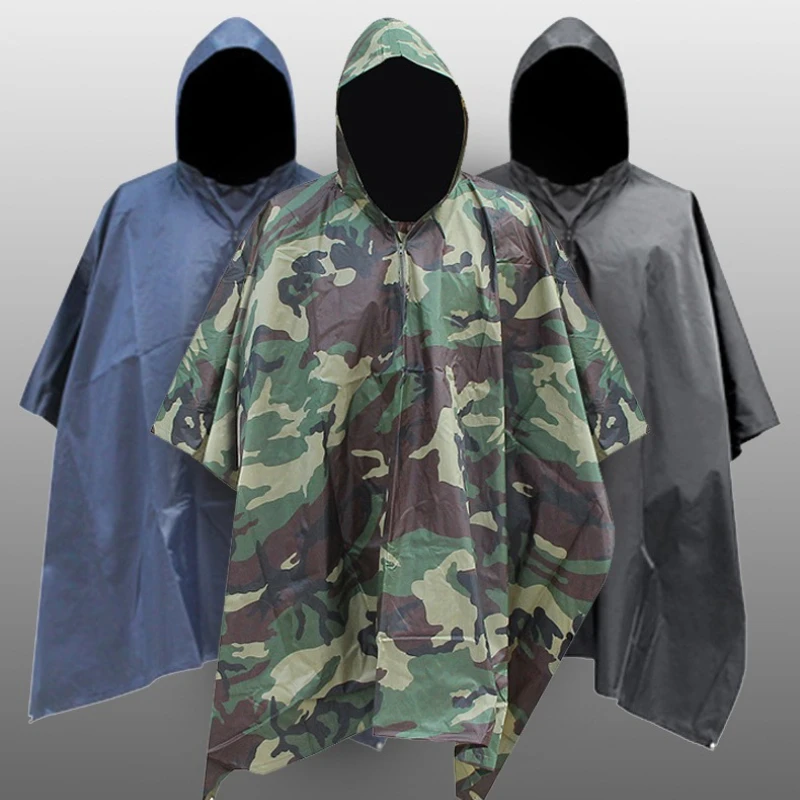 

3 in 1 Multifunctional Outdoor Camo Raincoat Sun Shelter Poncho Rain Gear Rain Jacket for Outdoor Hiking Travel Bicycle