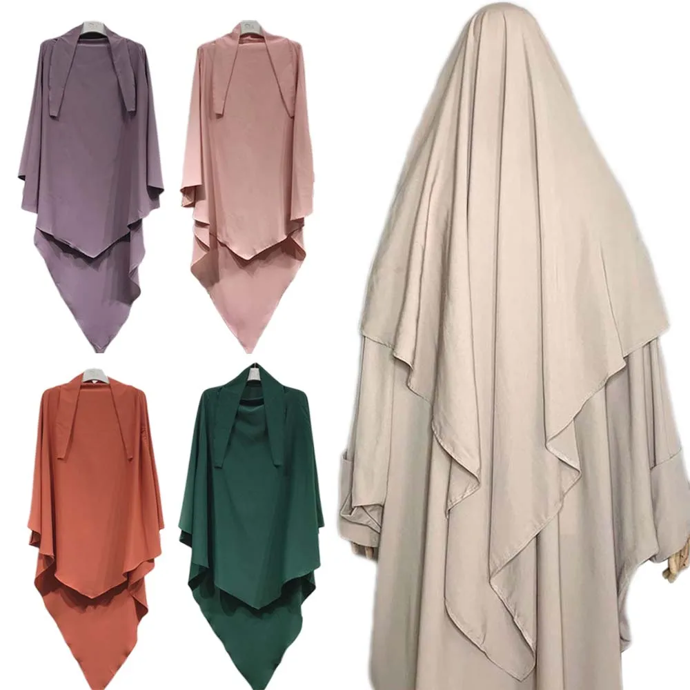 

Long Khimar Ramdan Eid Muslim Long Hijab Headcarf Women One Layers Robe Jubha Islamic Clothing Hijabs Musulman Prayer Garment