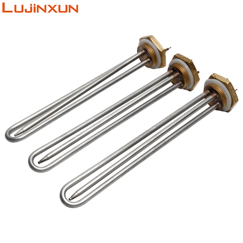 LUJINXUN 220V 1KW/1.5KW/2KW Electric Water Tubular Heater Immersion Heating Element 1 1/4 Inch Thread with Probe Tube