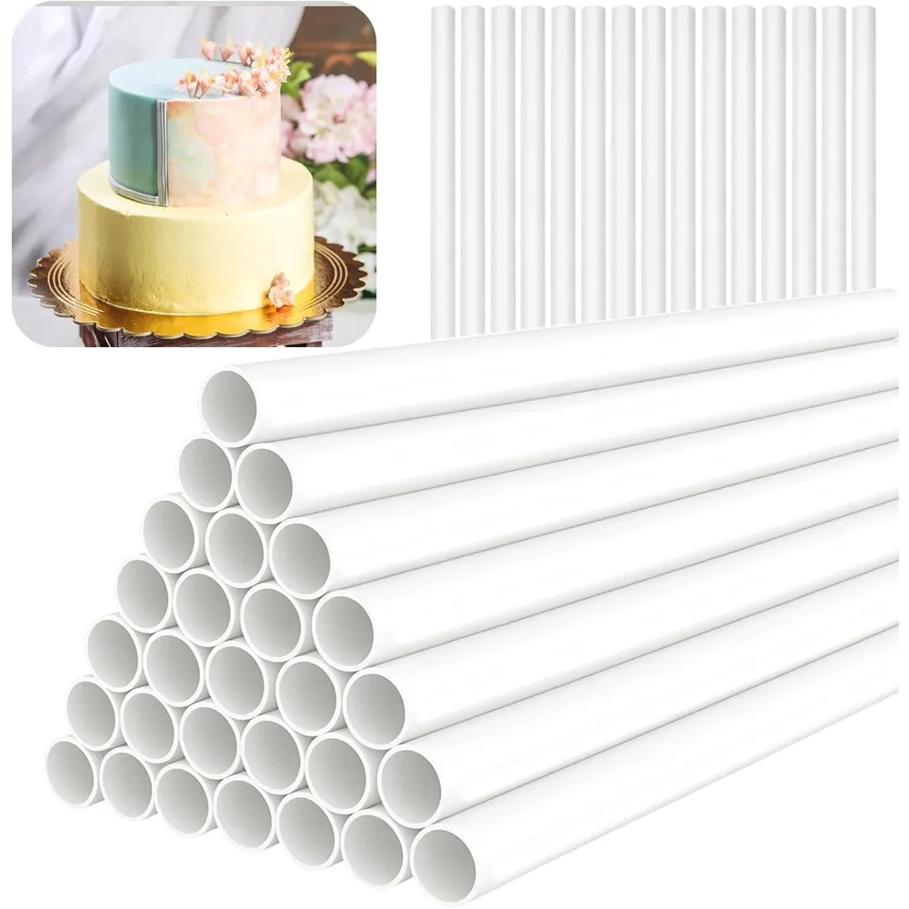

15PCS White Plastic Cake Dowel Rods-Cake Stacking Supporting Rods-0.4 Inch Diameter,9.5 Inch Length-for Tiered Cake Construction
