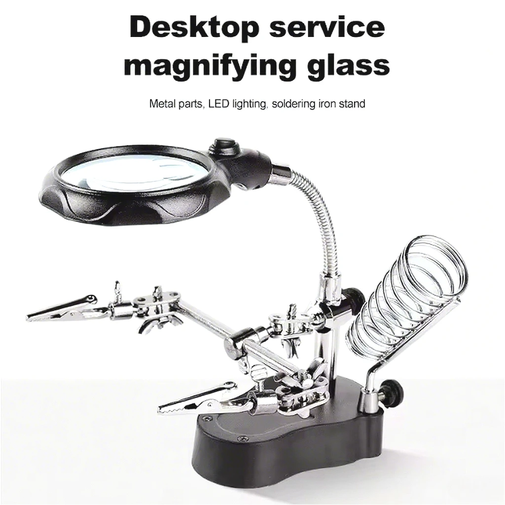 

Magnifying glass repair circuit board mobile phone with lamp led stand desktop HD welding table lamp table