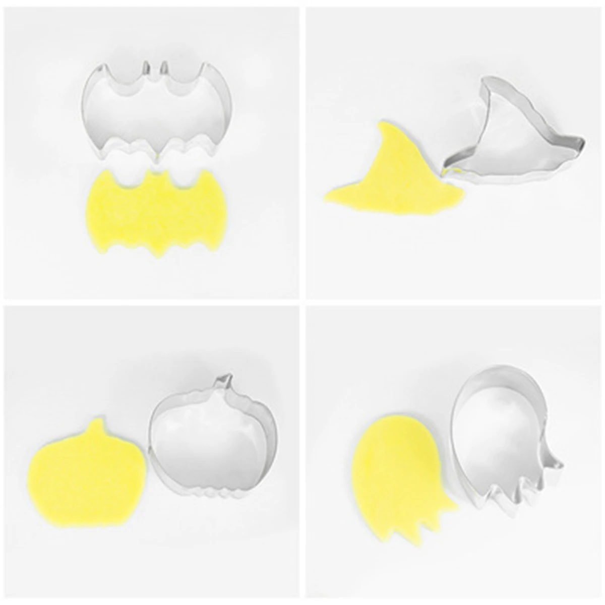 Emporte-pièce en acier inoxydable pour décoration de gâteau, moule à strass, outil de cuisson, Halloween, chauve-souris, Aliments, fantôme, har ant, 10 pièces