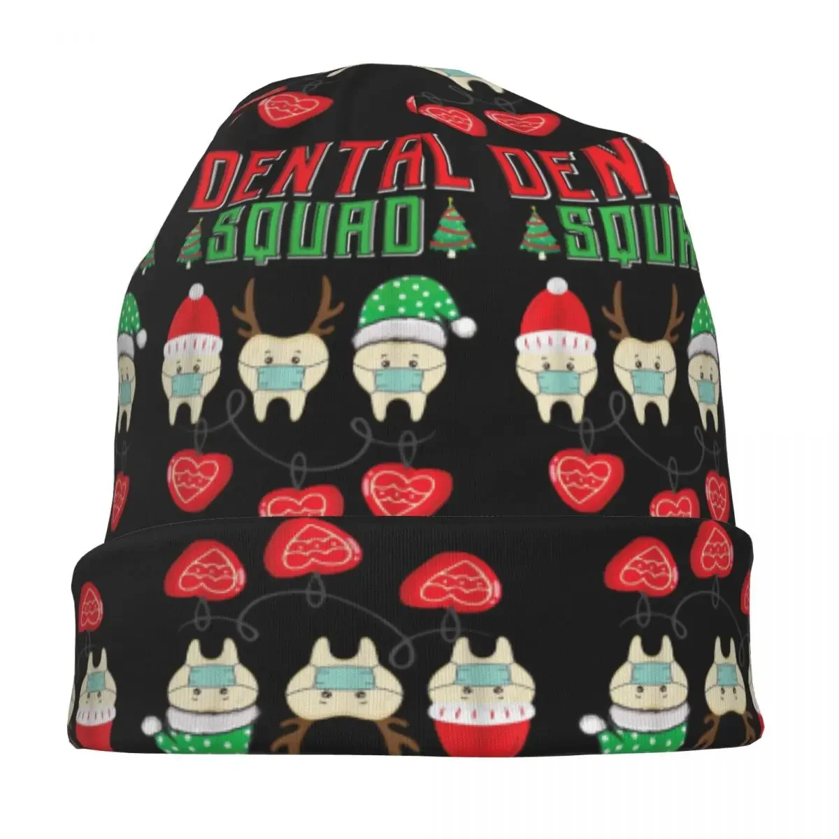 Natale Dental Squad Denti divertenti con maschera Dentista Caldo berretto lavorato a maglia Cappello a cuffia Autunno Inverno Berretti Cappelli per unisex adulto