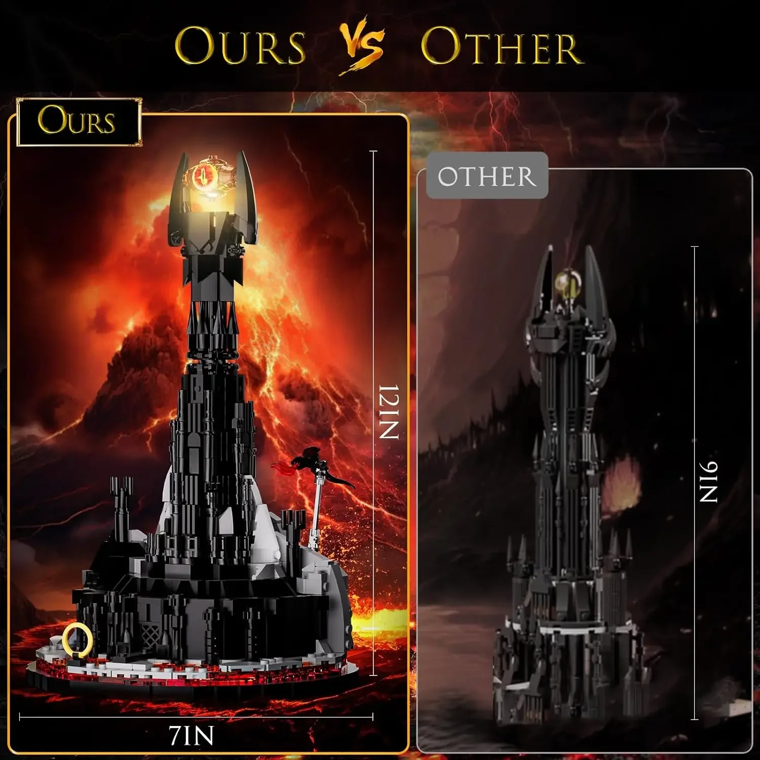 MOC Magic Lorded Dark Tower Mit LED-Licht Baustein Set Ringe Festung Burg Ziegel Idee Spielzeug Kinder Geburtstag Kind Geschenke