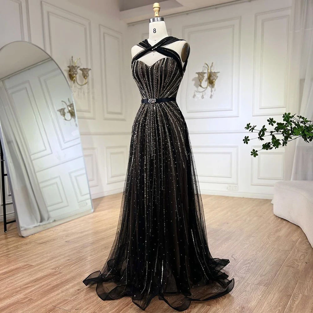 Handmade Women's Formal Dress For Evening Party, Sleeveless Beaded A Line Party Gwon, Sexy Backless Prom Dresses