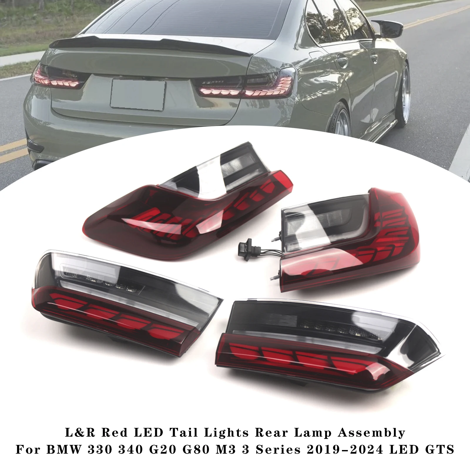 

L&R Red LED Tail Lights Rear Lamp Assembly for BMW 330 340 G20 G80 M3 3 Series