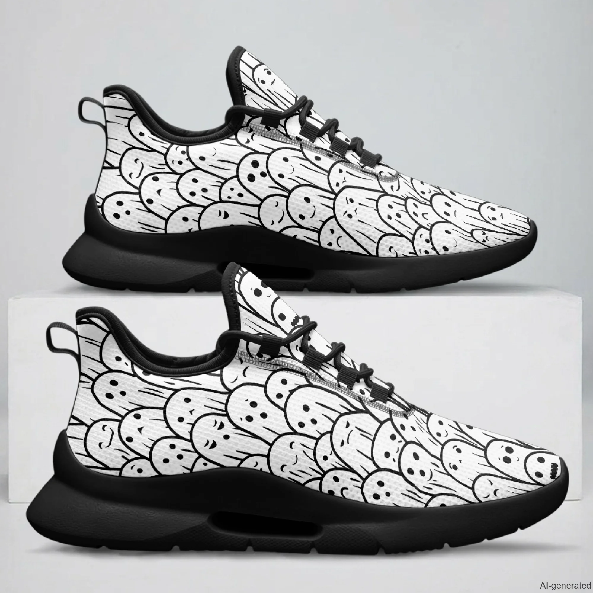 XIXIRIMIDO Casual Sneakers Lace-up Casual Shoes Nice Non-slip Nursing Sneakers for Woman Male Nurse Shoes Halloween Ghost Shoes