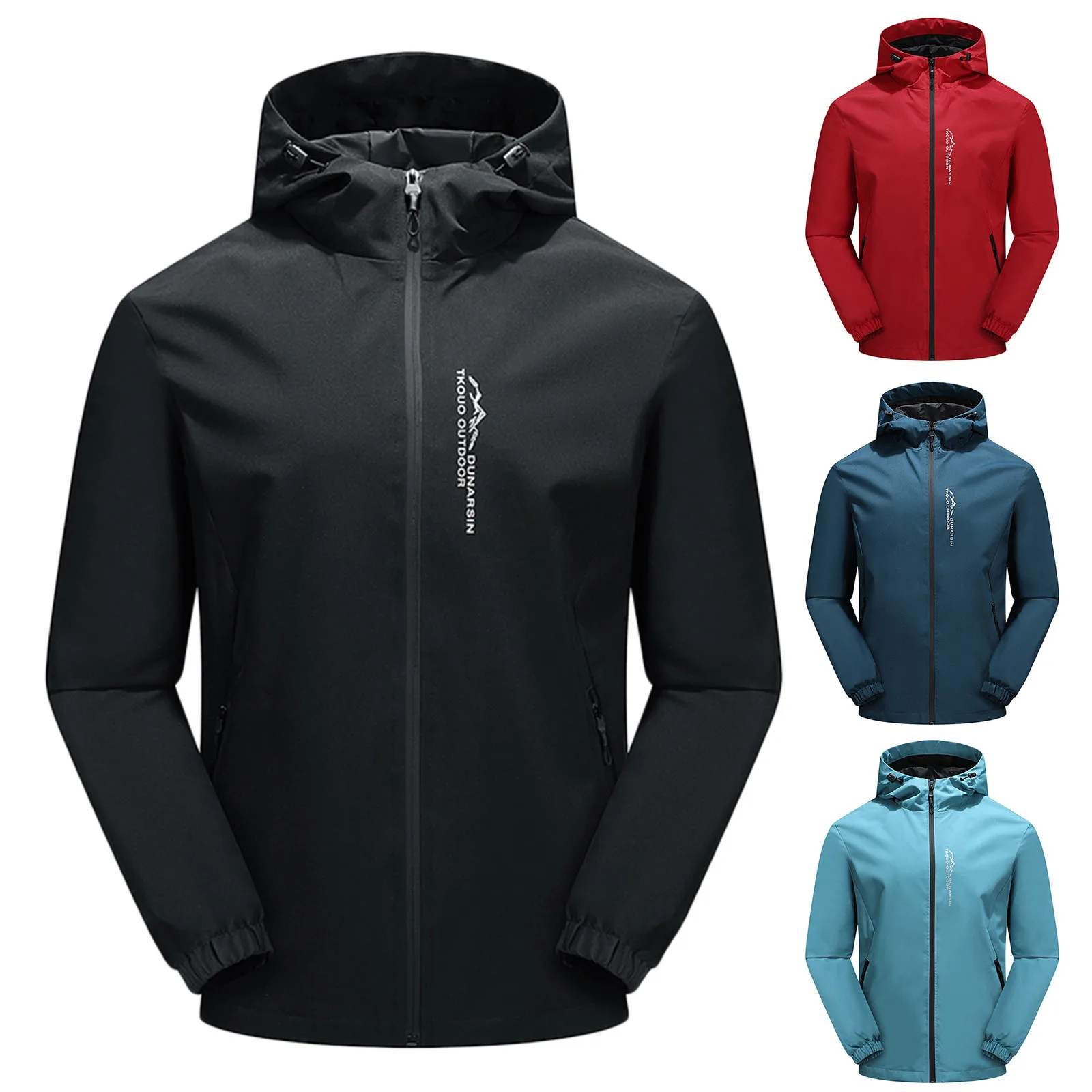 Men's Fall Shrinkable Hooded Outdoor Thin Windproof Breathable Coats Solid Running Stylish Top Quick Jacket for Men Rain Gear